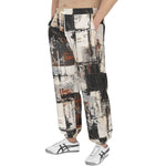 Men's Sweatpants Modern Art Abstraction Brown and White