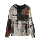 Men's Zip Up Hoodie Modern Art Abstraction Brown and White