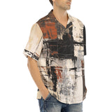 Hawaiian Shirt Modern Art Abstraction Brown and White