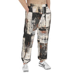 Men's Sweatpants Modern Art Abstraction Brown and White
