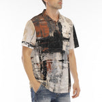 Men's Polo Shirt Modern Art Abstraction Brown and White