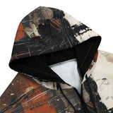 Men's Zip Up Hoodie Modern Art Abstraction Brown and White