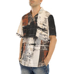 Hawaiian Shirt Modern Art Abstraction Brown and White