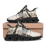 Sports Mesh Sneakers Modern Art Abstraction Brown and White
