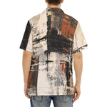 Hawaiian Shirt Modern Art Abstraction Brown and White