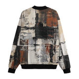 Bomber Jacket Modern Art Abstraction Brown and White