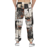 Men's Sweatpants Modern Art Abstraction Brown and White