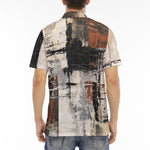 Men's Polo Shirt Modern Art Abstraction Brown and White