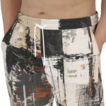 Men's Sweatpants Modern Art Abstraction Brown and White