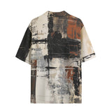 Hawaiian Shirt Modern Art Abstraction Brown and White
