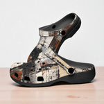 Classic Clogs Modern Art Abstraction Brown and White