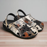 Classic Clogs Modern Art Abstraction Brown and White
