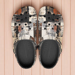 Classic Clogs Modern Art Abstraction Brown and White