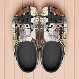 Classic Clogs Modern Art Abstraction Brown and White