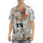Men's Polo Shirt Pieces of Paper Fabric and Paint Splashes