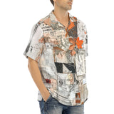 Hawaiian Shirt Pieces of Paper Fabric and Paint Splashes