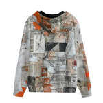 Men's Zip Up Hoodie Pieces of Paper Fabric and Paint Splashes