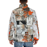 Down-Padded Puffer Jacket Pieces of Paper Fabric and Paint Splashes