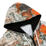 Men's Zip Up Hoodie Pieces of Paper Fabric and Paint Splashes