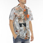 Men's Polo Shirt Pieces of Paper Fabric and Paint Splashes