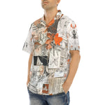 Hawaiian Shirt Pieces of Paper Fabric and Paint Splashes