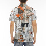 Men's Polo Shirt Pieces of Paper Fabric and Paint Splashes