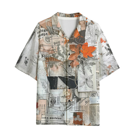 Hawaiian Shirt Pieces of Paper Fabric and Paint Splashes