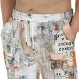 Men's Sweatpants Pieces of Paper Fabric and Paint Splashes