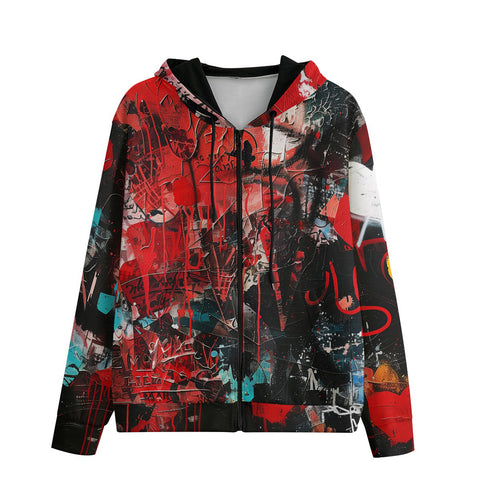 Men's Zip Up Hoodie Graffiti Chaotic Collage