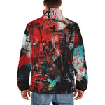 Down-Padded Puffer Jacket Graffiti Chaotic Collage
