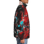 Down-Padded Puffer Jacket Graffiti Chaotic Collage