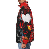 Down-Padded Puffer Jacket Graffiti Chaotic Collage