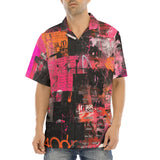 Hawaiian Shirt Collage of Graffiti in a Pink and Black