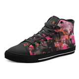 High-Top Canvas Shoes Collage of Graffiti in a Pink and Black