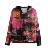 Men's Zip Up Hoodie Collage of Graffiti in a Pink and Black