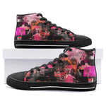 High-Top Canvas Shoes Collage of Graffiti in a Pink and Black