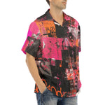 Hawaiian Shirt Collage of Graffiti in a Pink and Black