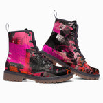 Leather Boots Collage of Graffiti in a Pink and Black