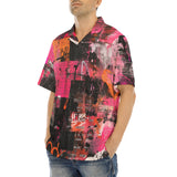 Hawaiian Shirt Collage of Graffiti in a Pink and Black