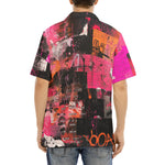 Hawaiian Shirt Collage of Graffiti in a Pink and Black