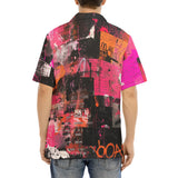 Hawaiian Shirt Collage of Graffiti in a Pink and Black