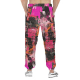 Men's Sweatpants Collage of Graffiti in a Pink and Black