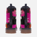 Leather Boots Collage of Graffiti in a Pink and Black