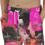 Men's Sweatpants Collage of Graffiti in a Pink and Black