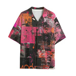 Hawaiian Shirt Collage of Graffiti in a Pink and Black