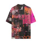 Hawaiian Shirt Collage of Graffiti in a Pink and Black