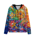 Men's Zip Up Hoodie Sparkling Gemstones with Flowers