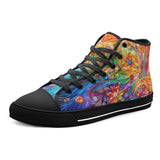 High-Top Canvas Shoes Sparkling Gemstones with Flowers