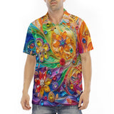Men's Polo Shirt Sparkling Gemstones with Flowers