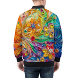 Bomber Jacket Sparkling Gemstones with Flowers